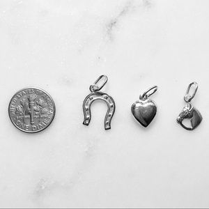 Horseshoe Heart Horse Sterling Silver Charms 3 Set